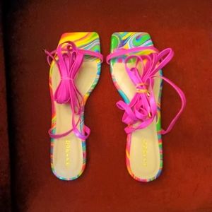 BamBoo ankle tie crisscross ladies sandals